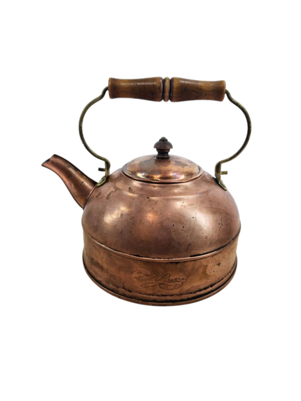 Paul Revere Copper Tea Kettle Vintage Colonial Reproduction Tin Lined Teapot